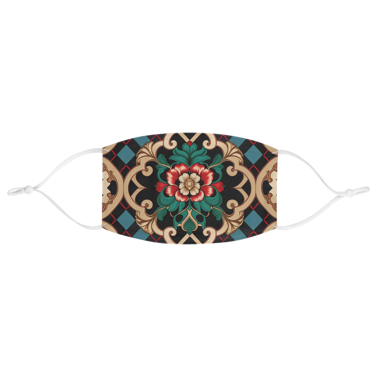 Fabric Face Mask Gold and Green Design