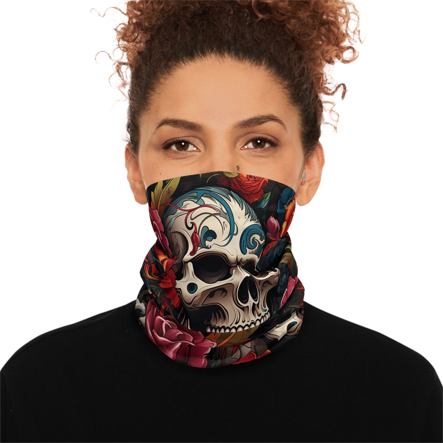 Eternal Bloom Skull Winter Neck Gaiter With Drawstring
