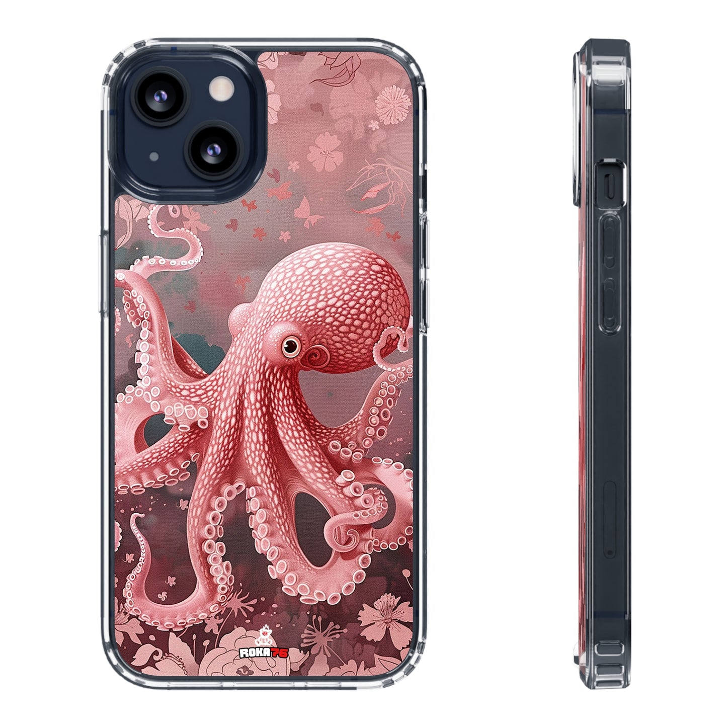 Clear Phone Cases Pink Octopus