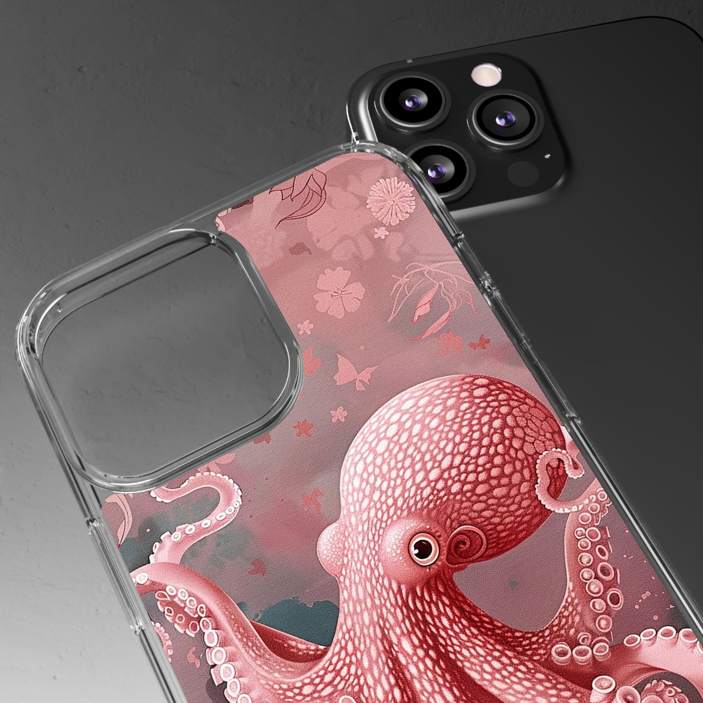 Clear Phone Cases Pink Octopus