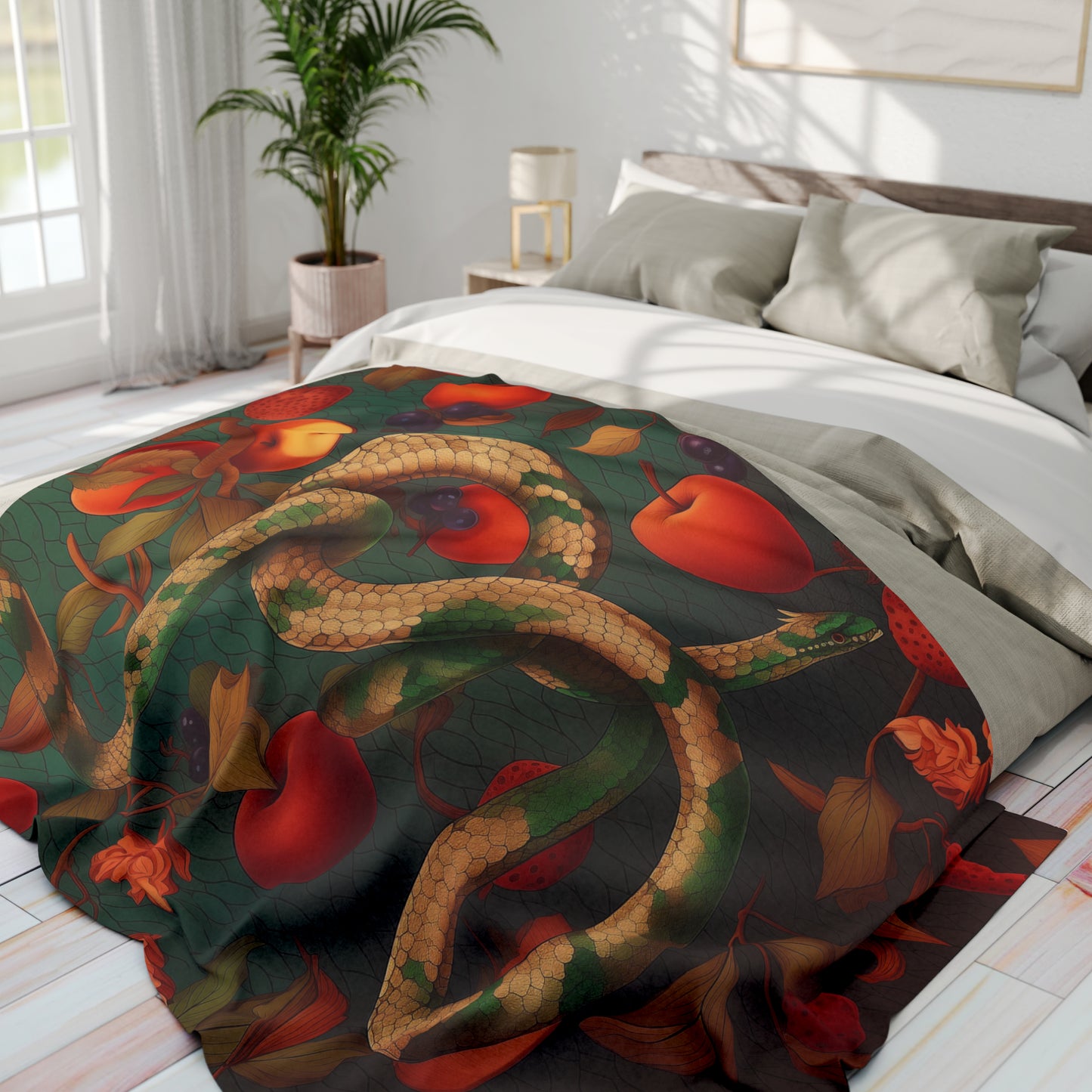 Arctic Fleece Blanket Snake and Apples