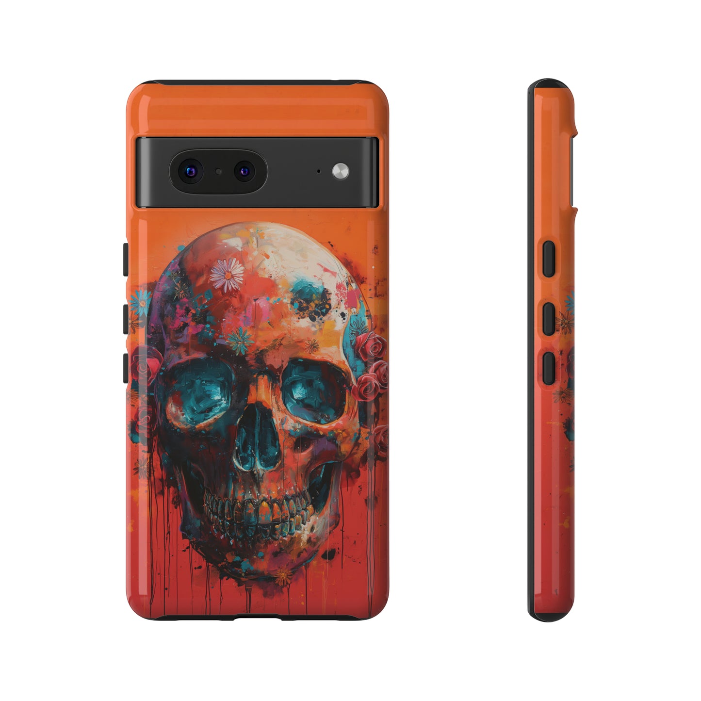 Tough Phone Case Orange Skull