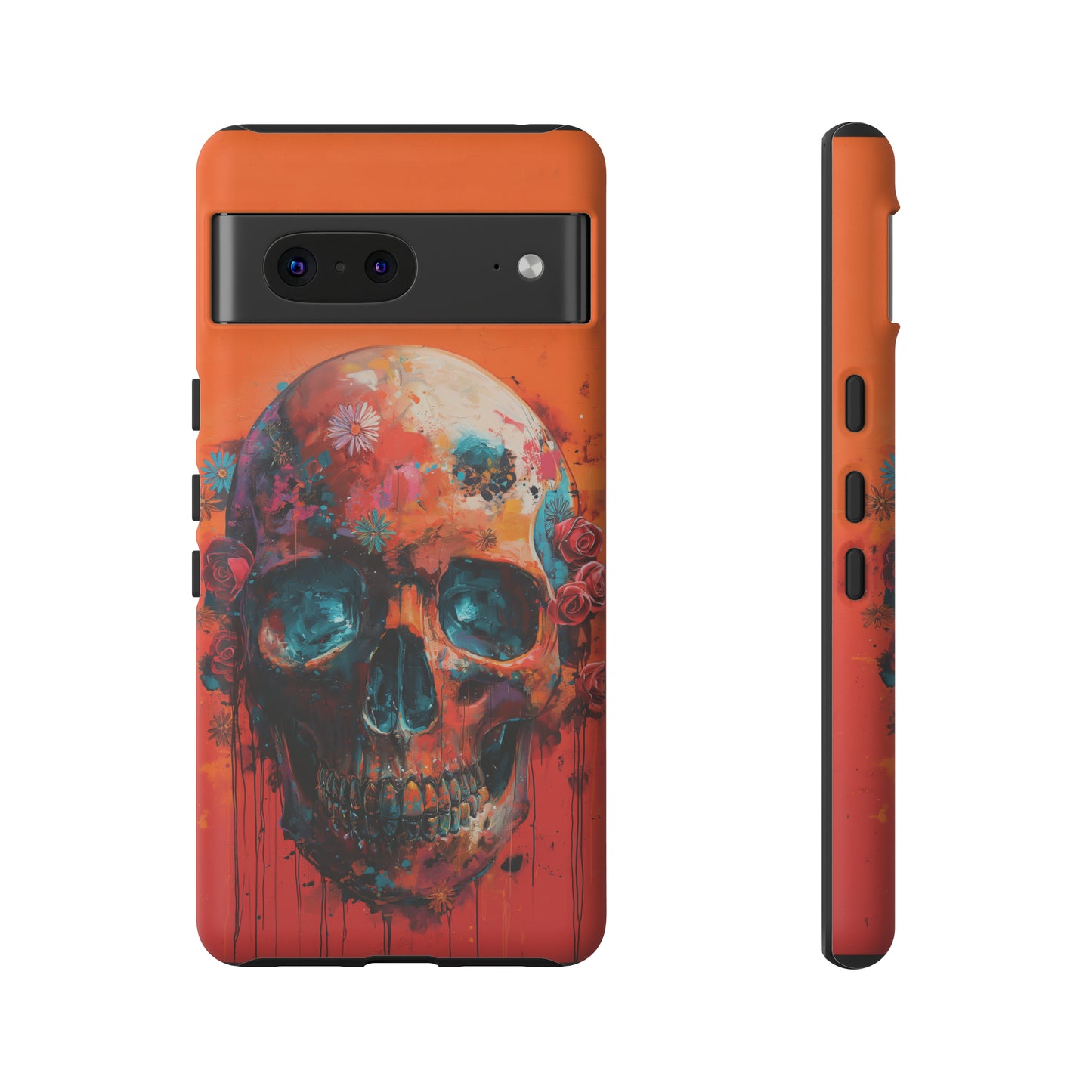 Tough Phone Case Orange Skull