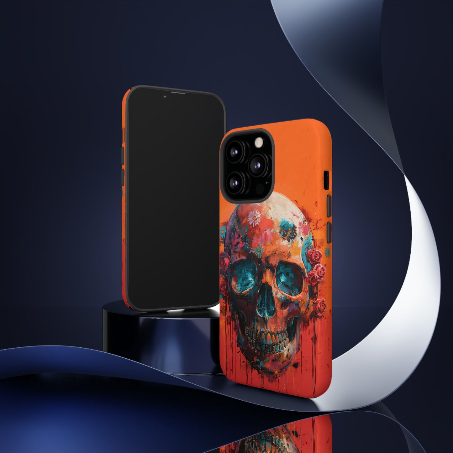 Tough Phone Case Orange Skull