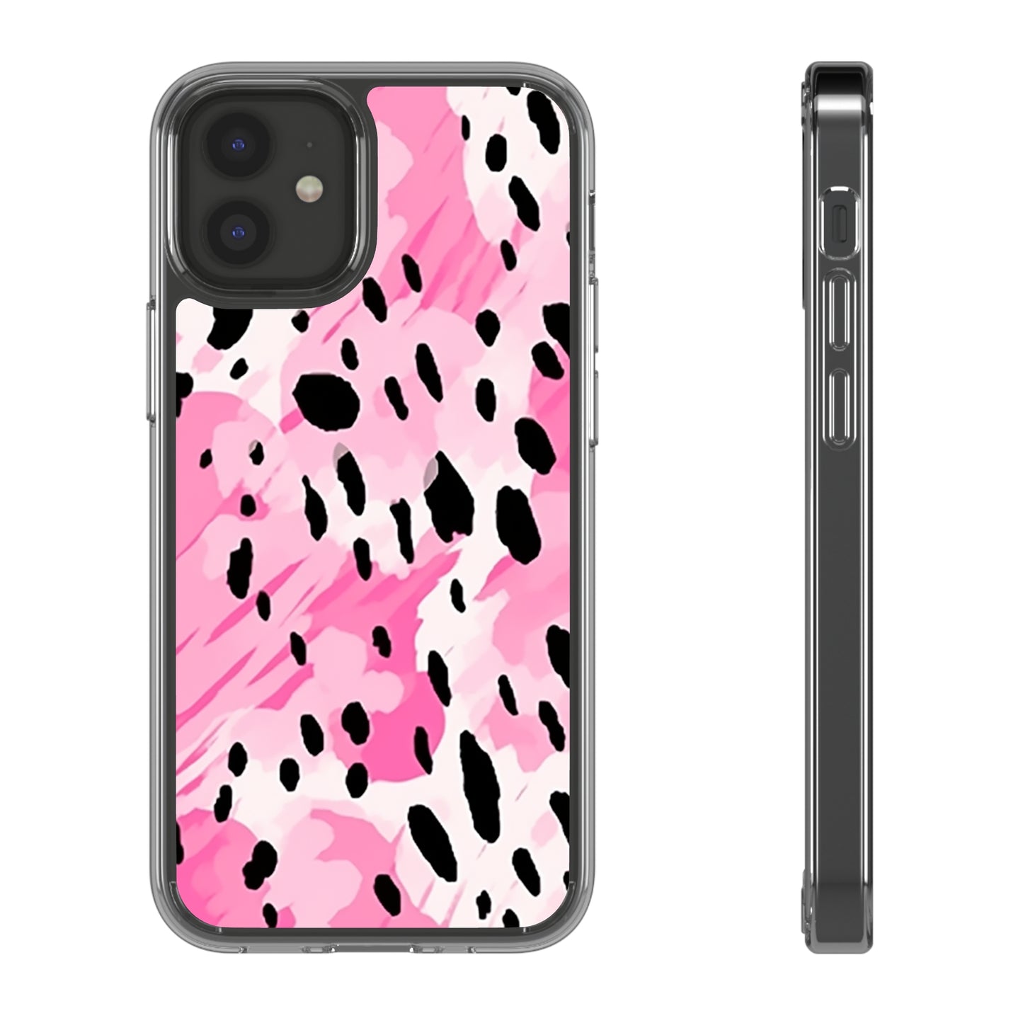 Clear Phone Cases Pink Leopard Spots