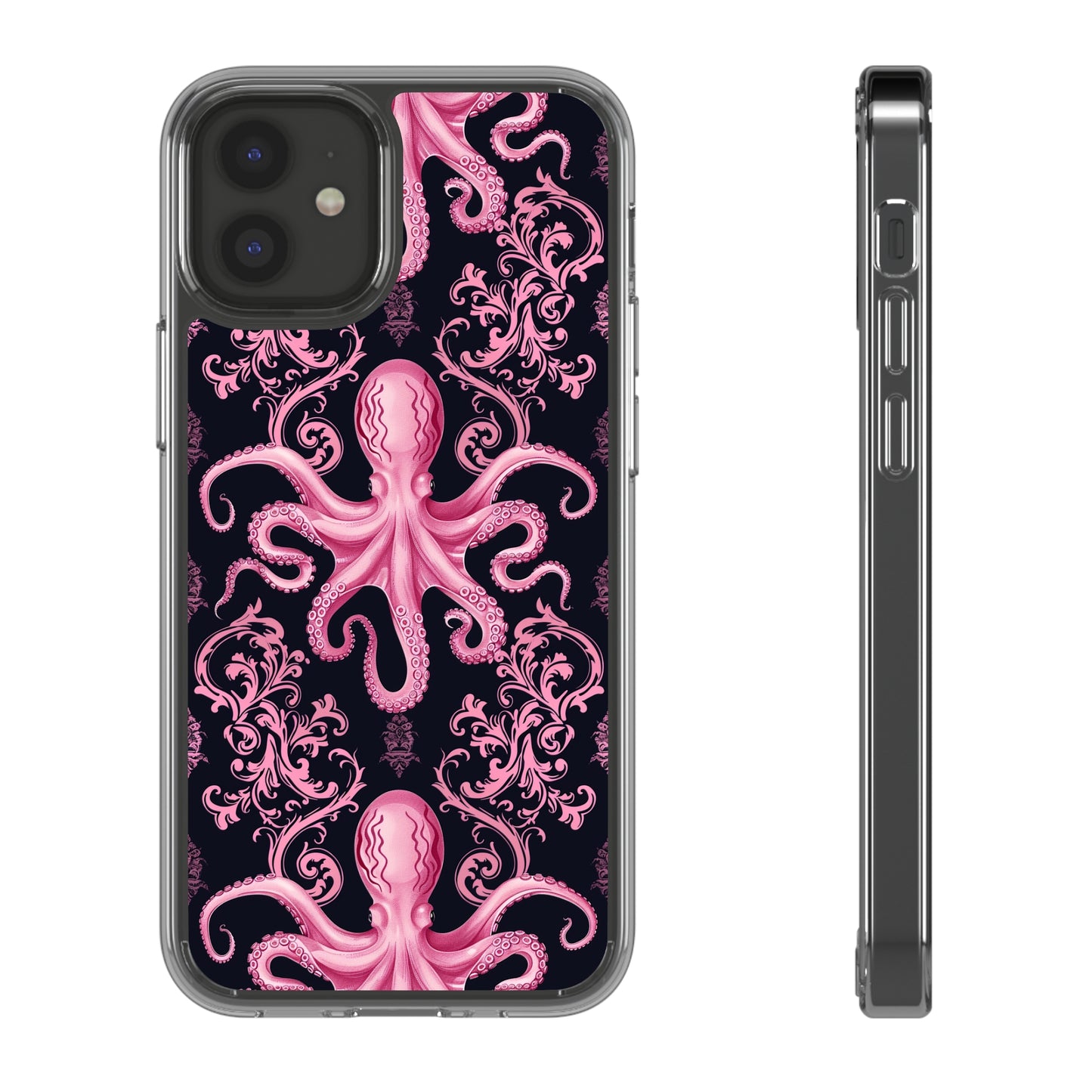 Clear Phone Cases Pink Octopus