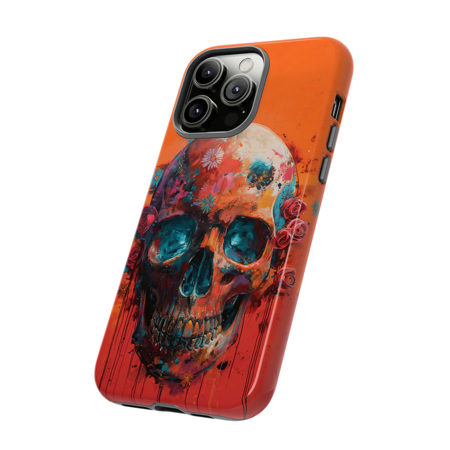 Tough Phone Case Orange Skull