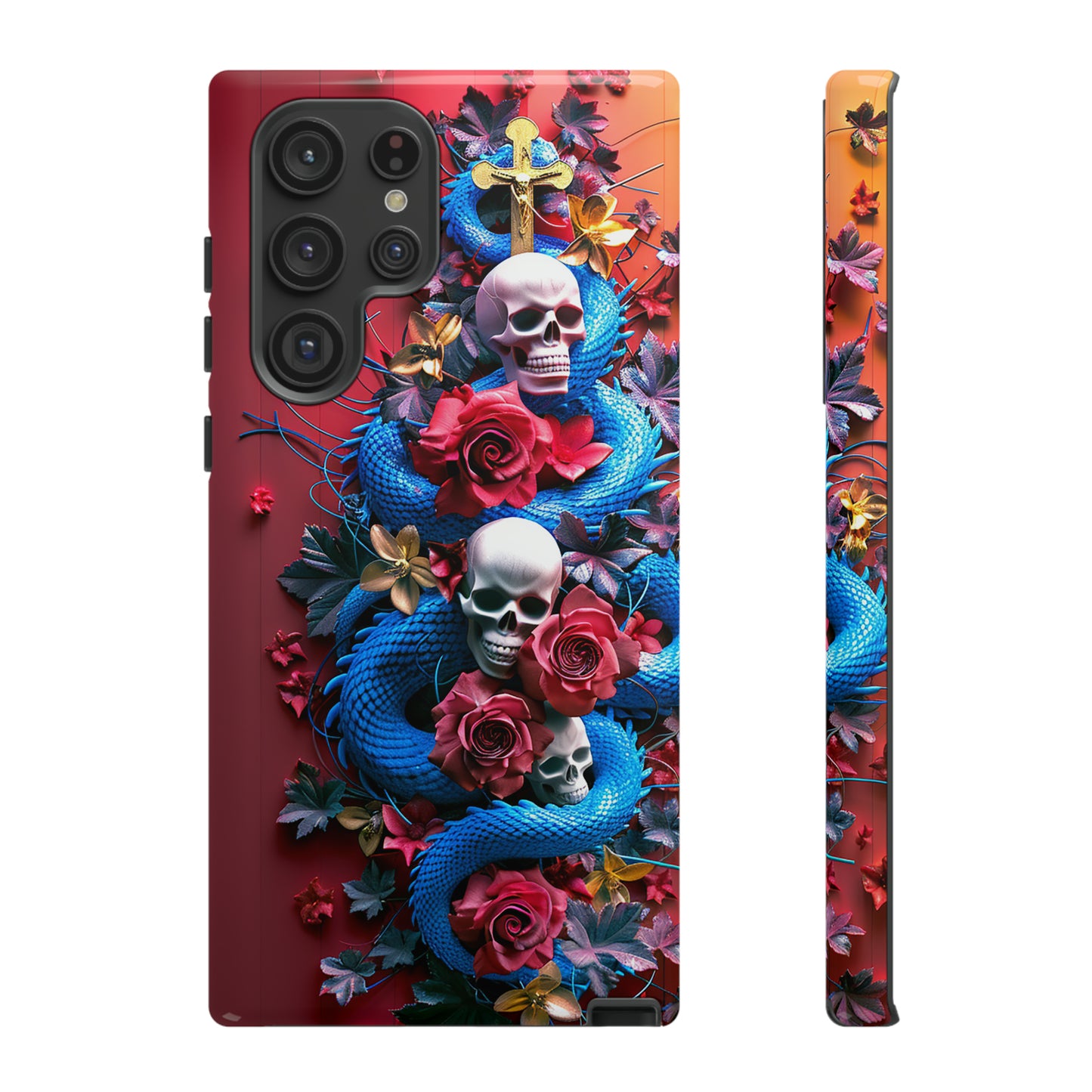 Tough Phone Case Skull and Snake