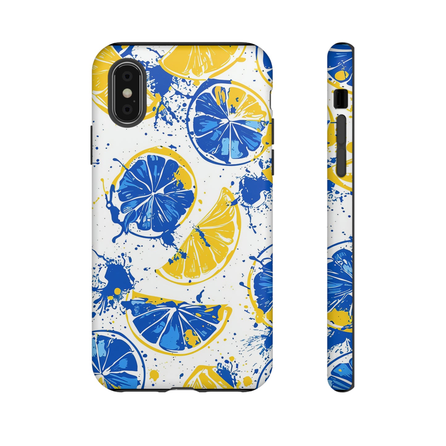 Tough Phone Case Lemon Blue and Yellow