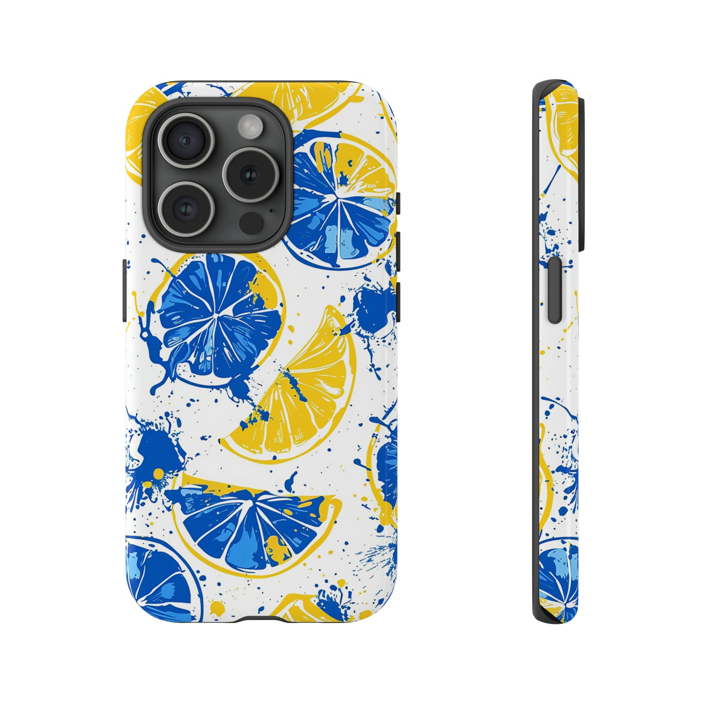 Tough Phone Case Lemon Blue and Yellow