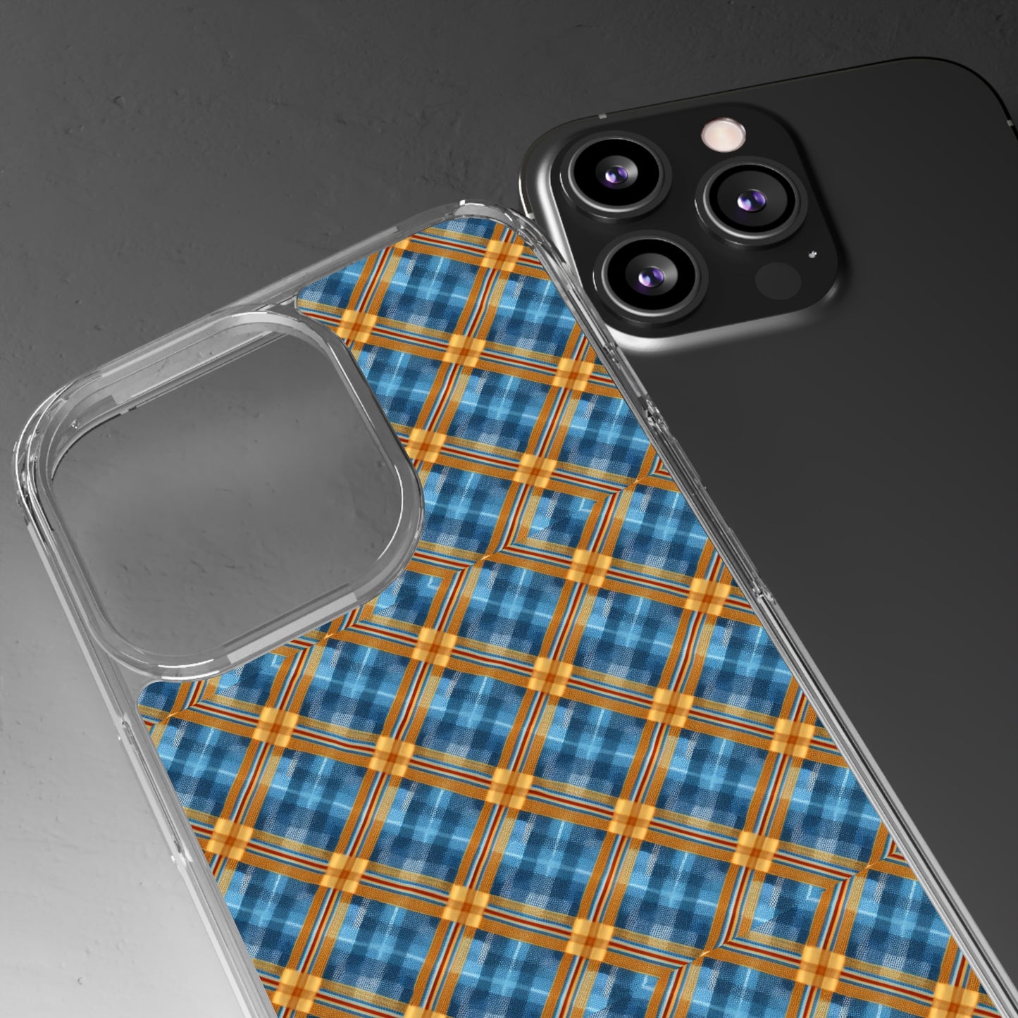 Clear Phone Cases Plaid Design