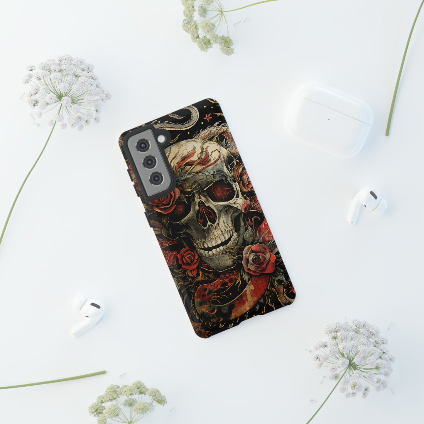 Tough Phone Case Skull and Rose 02