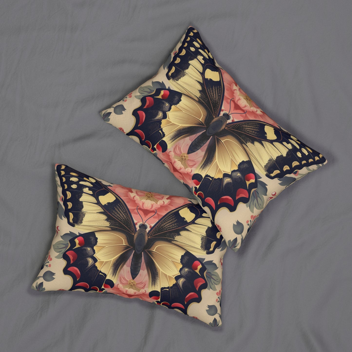 Spun Polyester Lumbar Pillow Butterfly