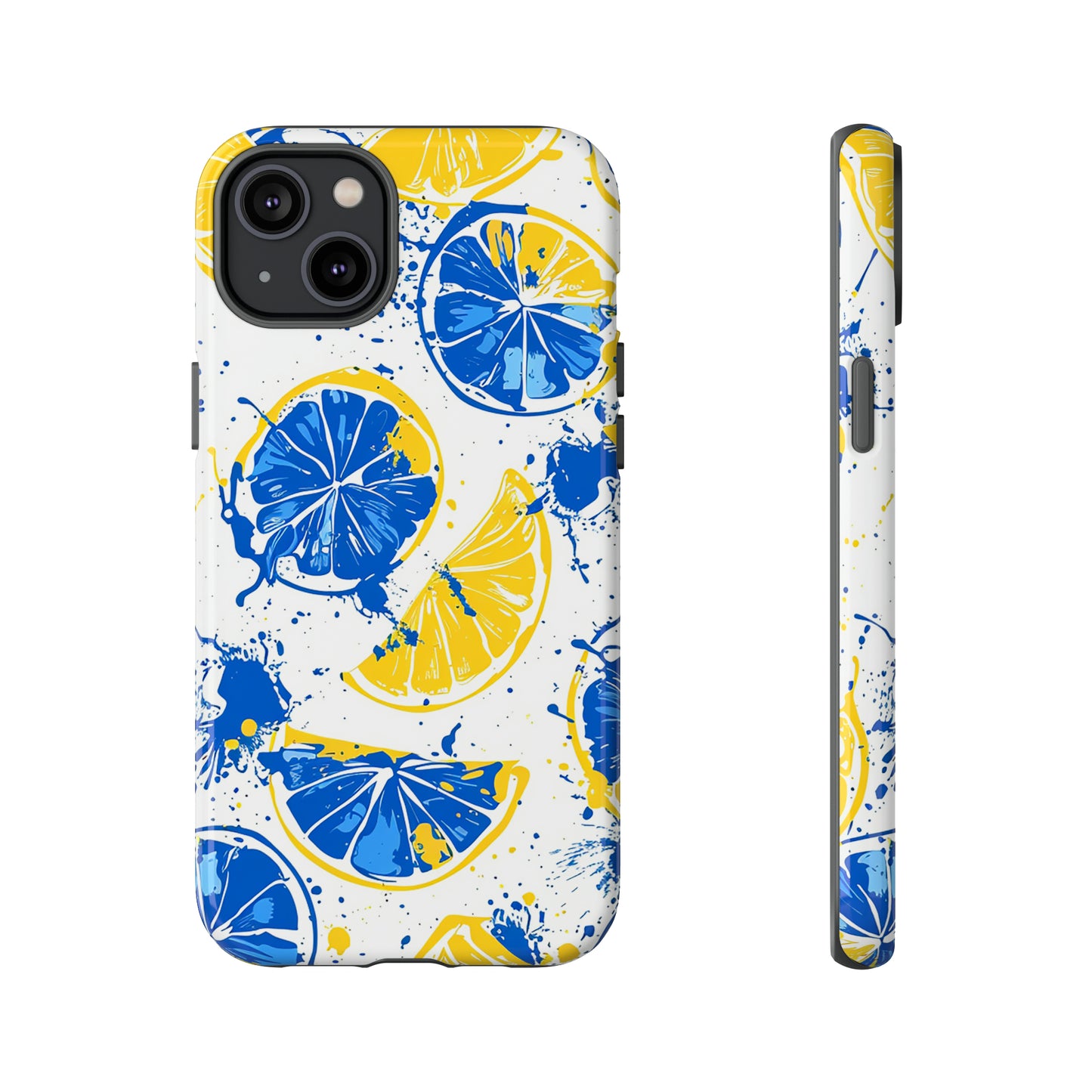 Tough Phone Case Lemon Blue and Yellow