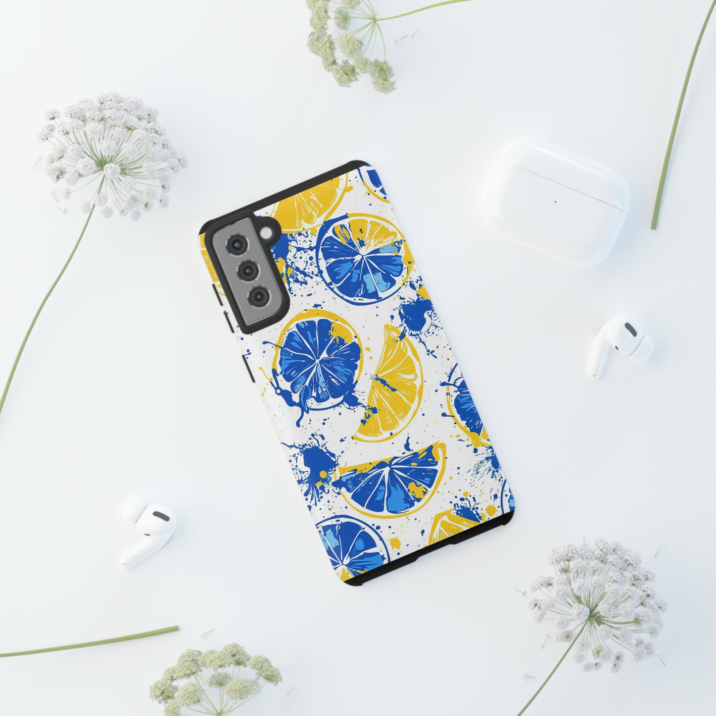 Tough Phone Case Lemon Blue and Yellow