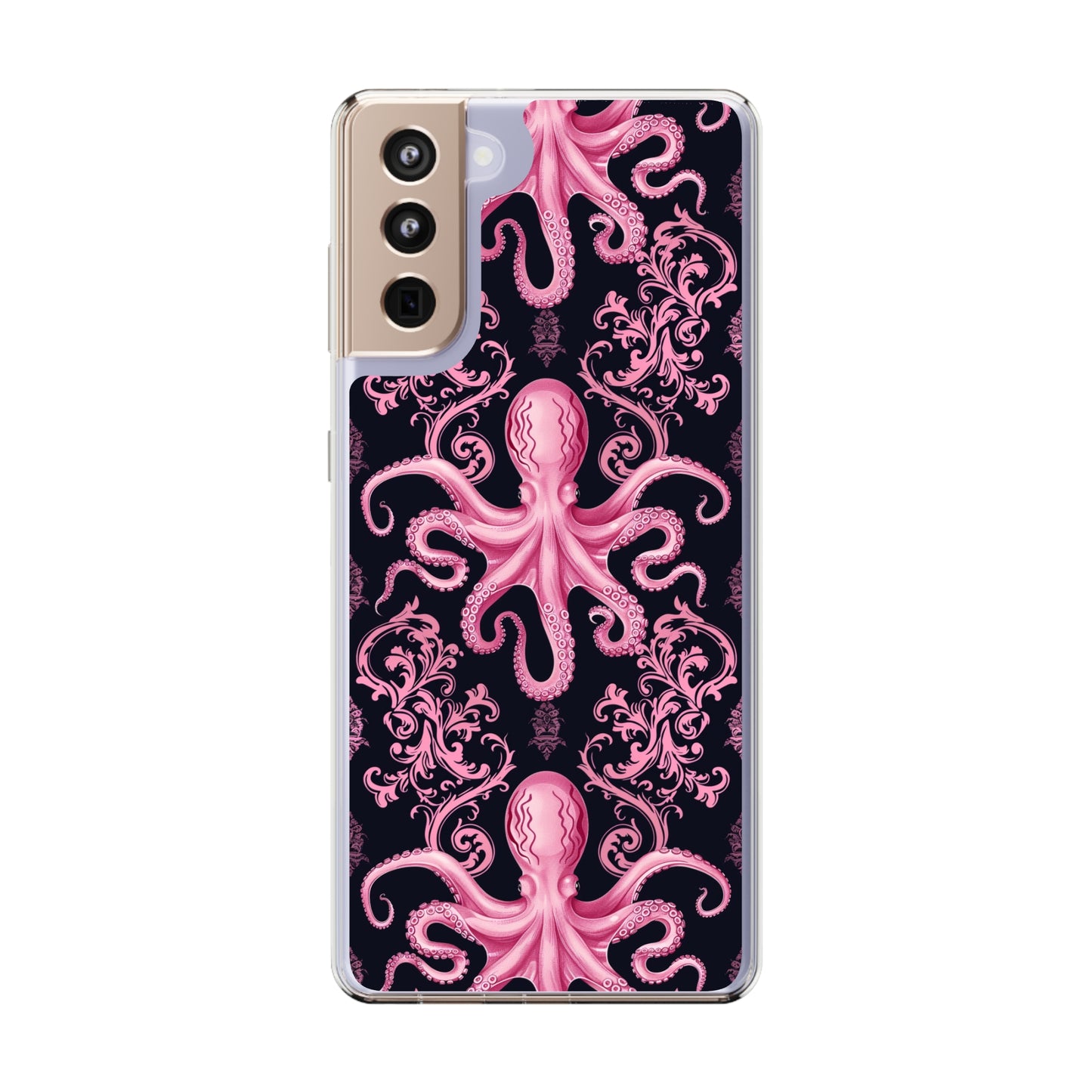 Clear Phone Cases Pink Octopus