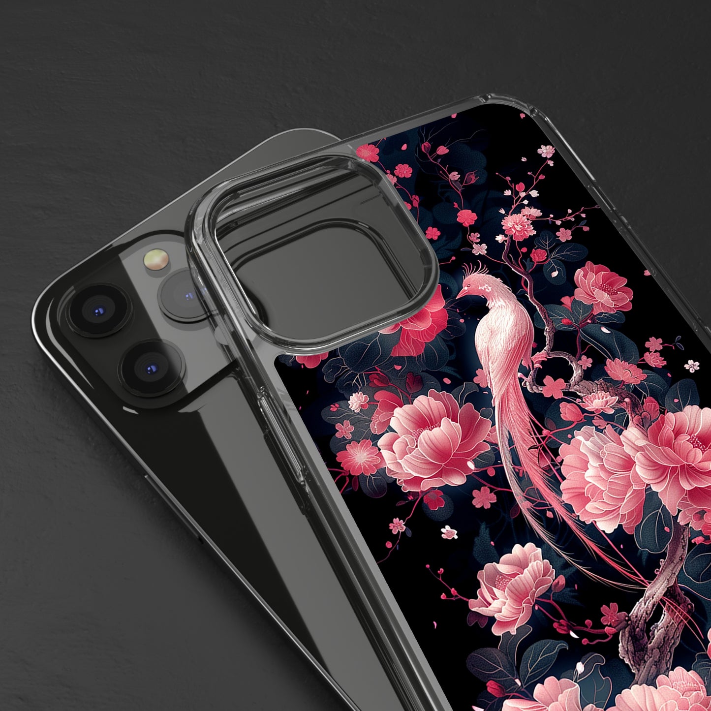 Clear Phone Cases Graphic Pink Bird