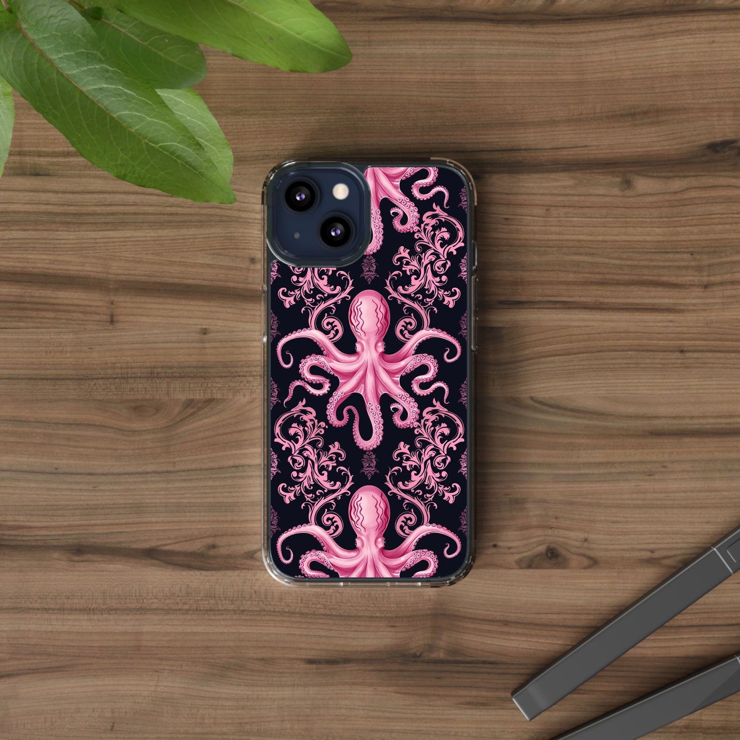 Clear Phone Cases Pink Octopus