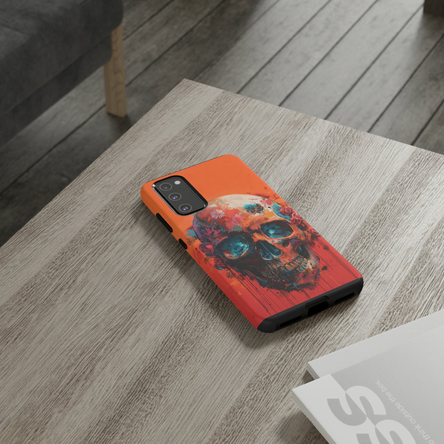 Tough Phone Case Orange Skull