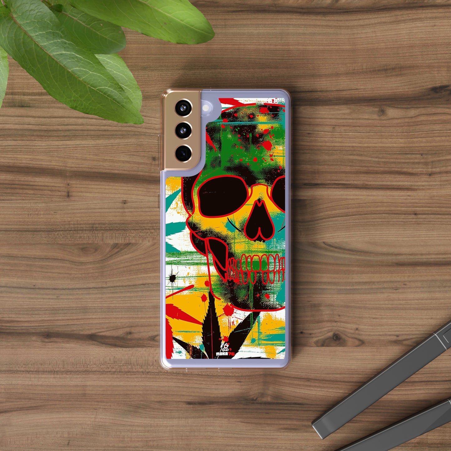 Clear Phone Cases Graphic Skull Cannabis