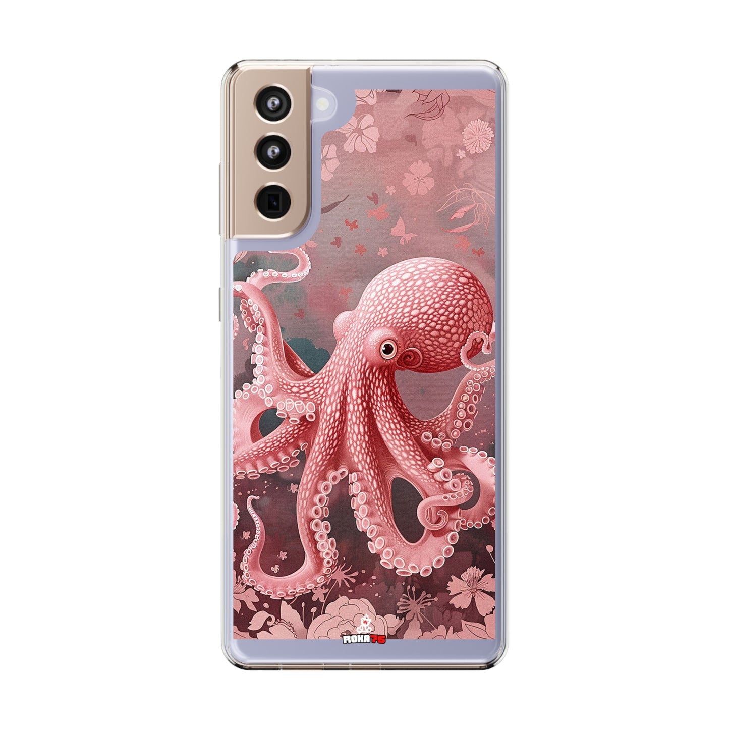 Clear Phone Cases Pink Octopus