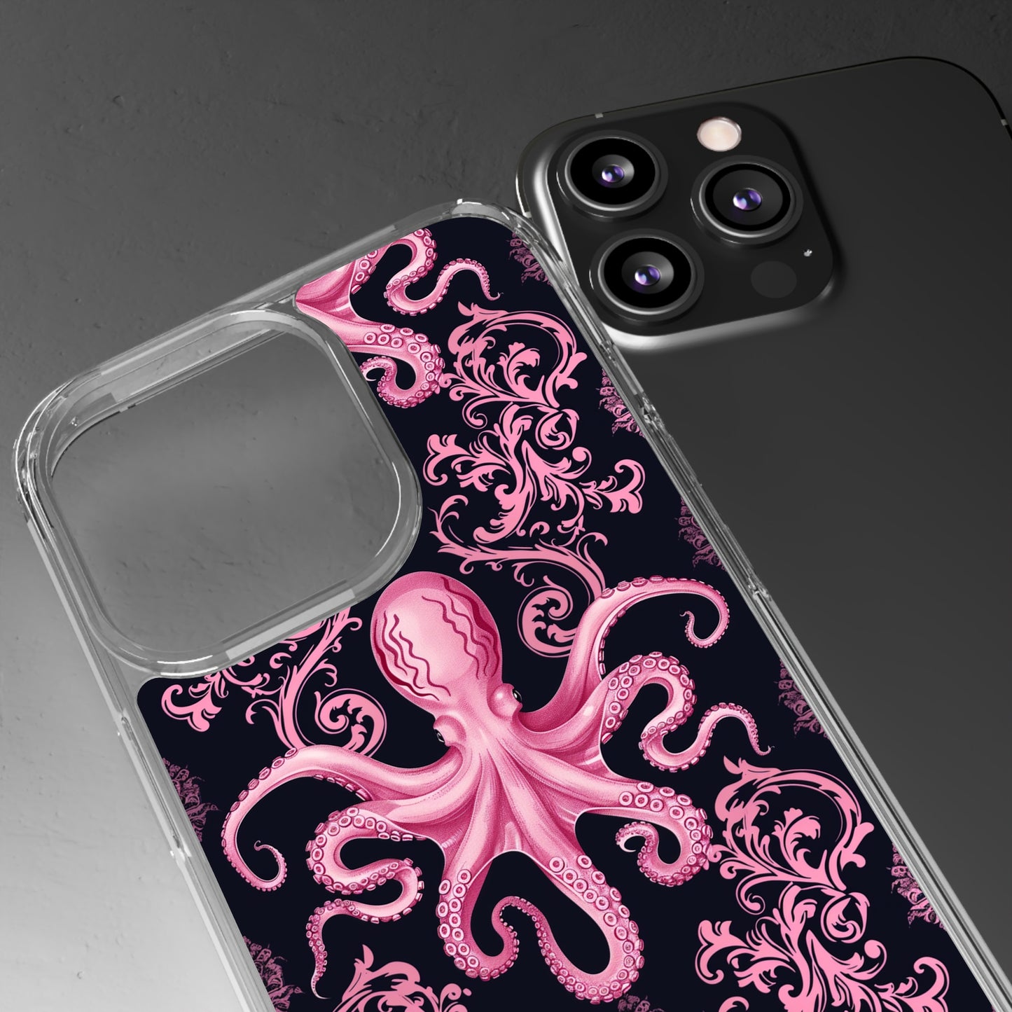 Clear Phone Cases Pink Octopus