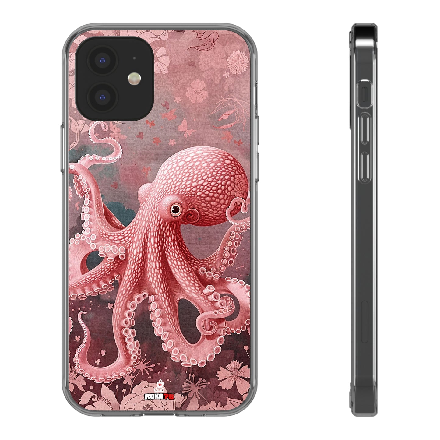 Clear Phone Cases Pink Octopus