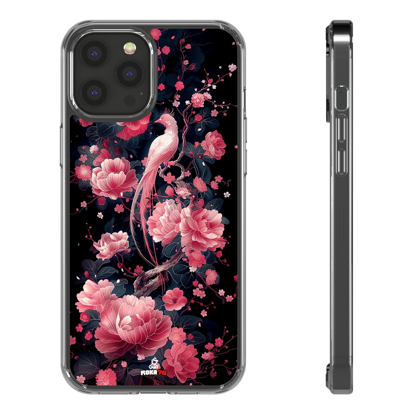 Clear Phone Cases Graphic Pink Bird