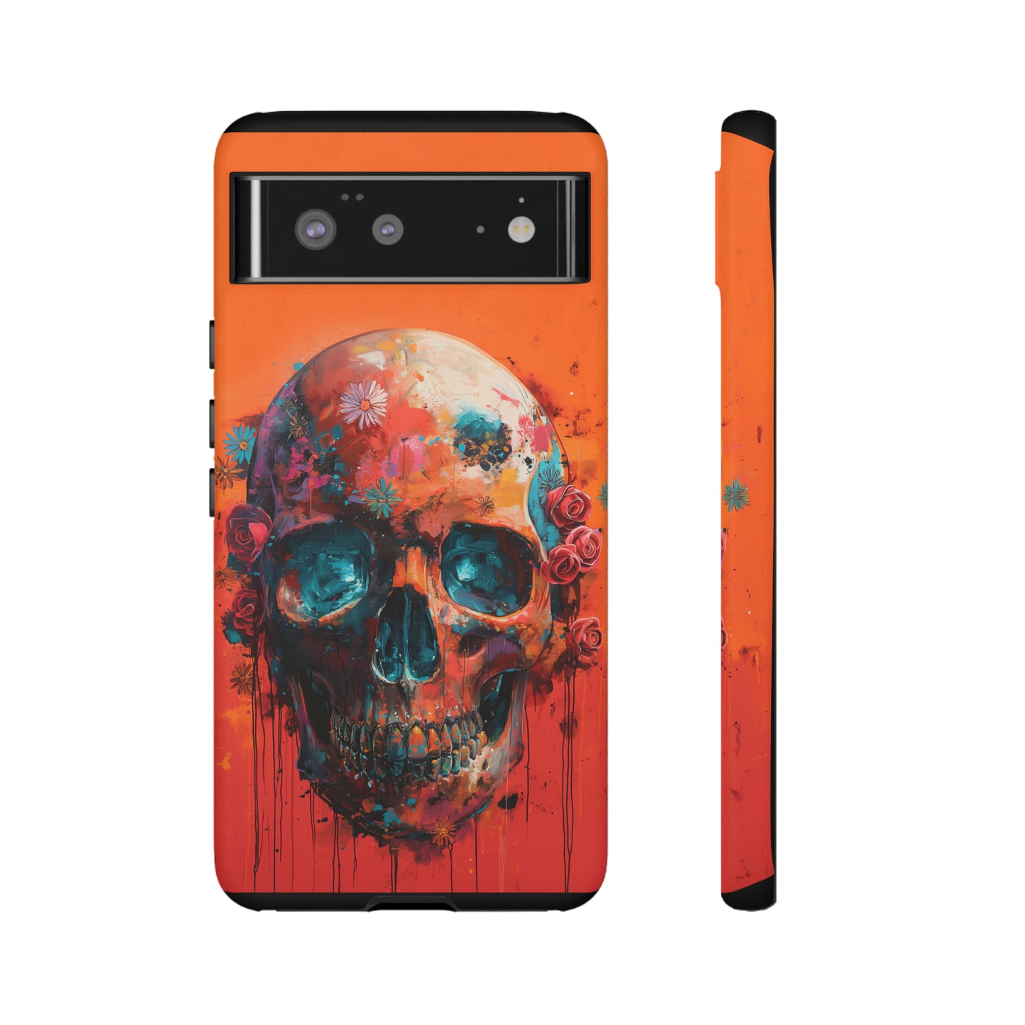 Tough Phone Case Orange Skull