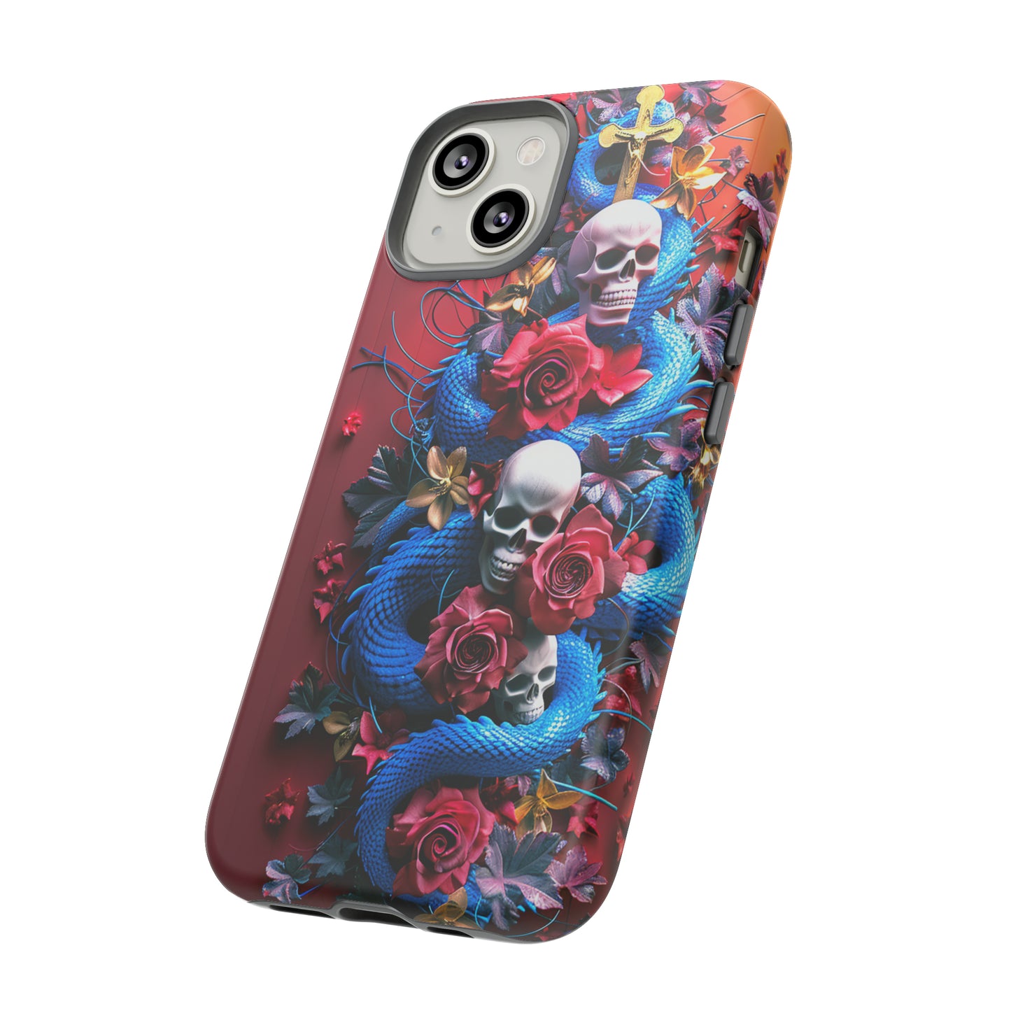 Tough Phone Case Skull and Snake