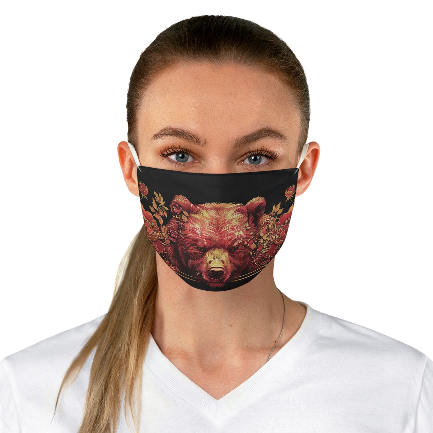 Fabric Face Mask Pink Bear