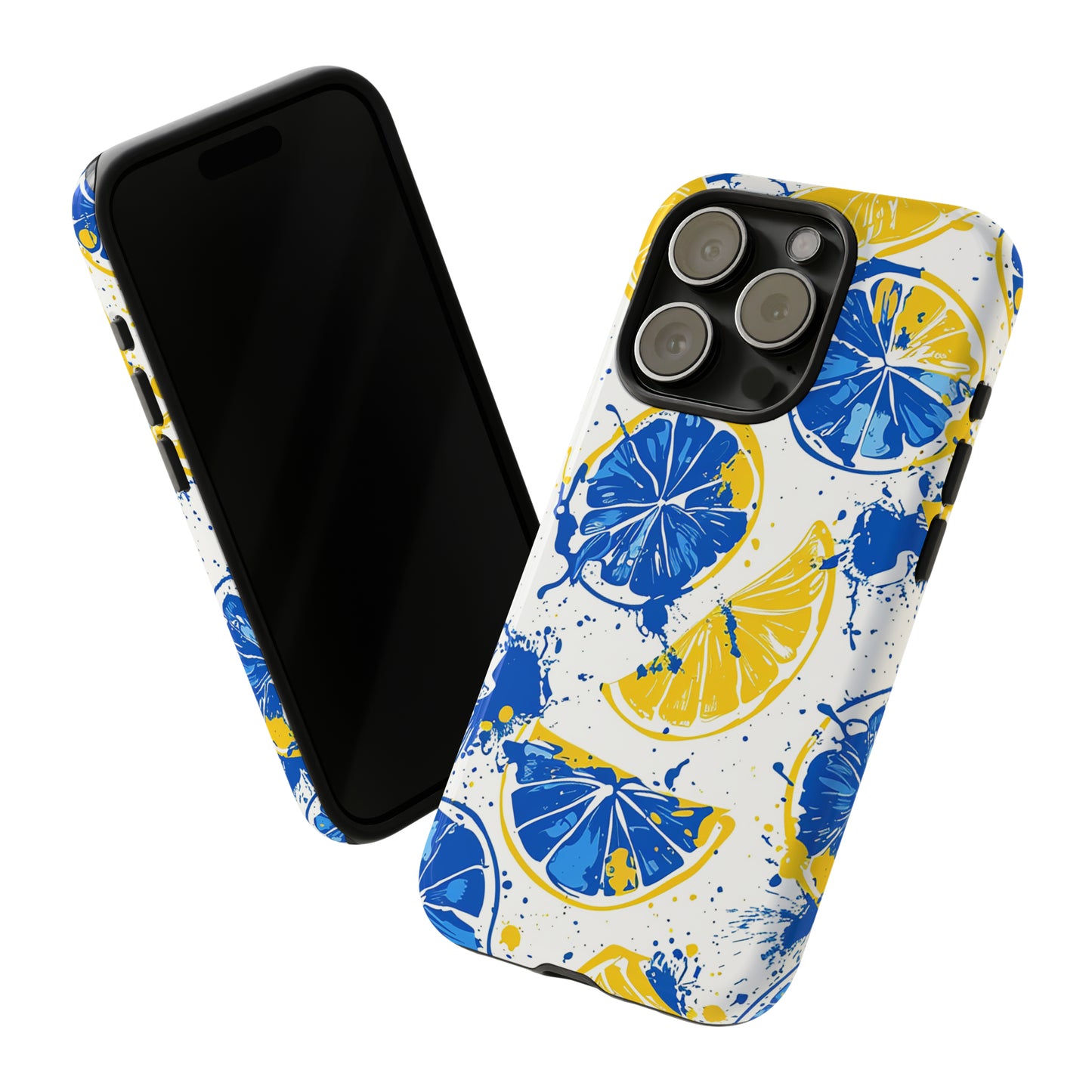 Tough Phone Case Lemon Blue and Yellow