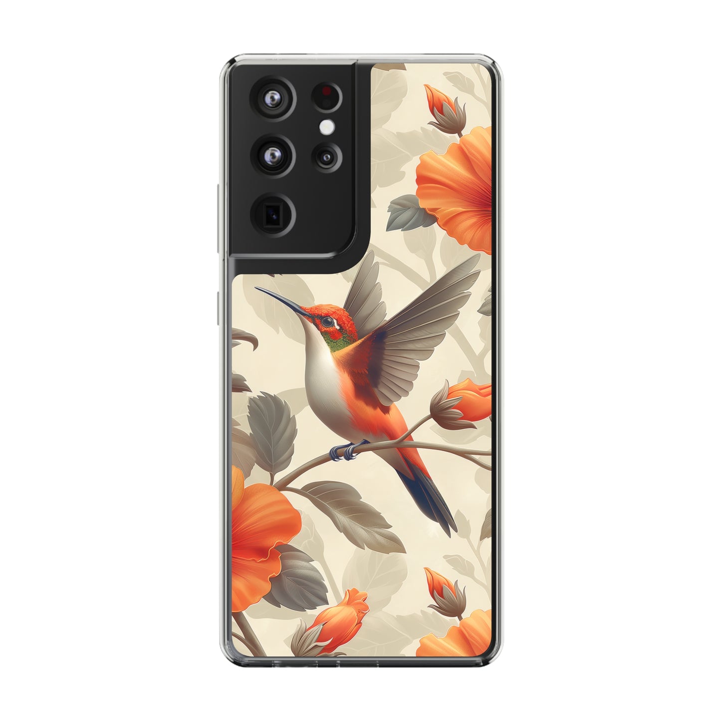 Clear Phone Cases Pastel Flowers Hummingbird