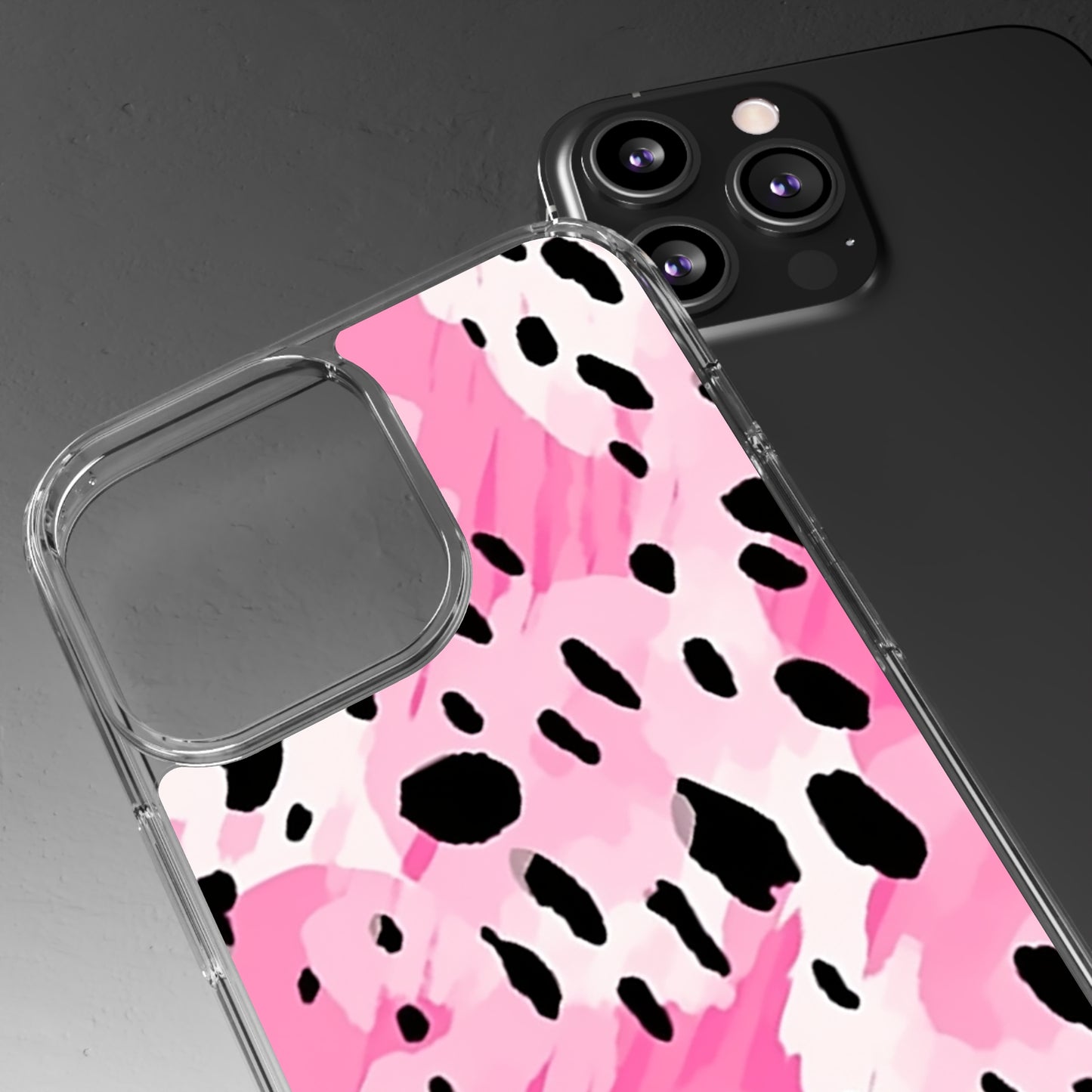 Clear Phone Cases Pink Leopard Spots