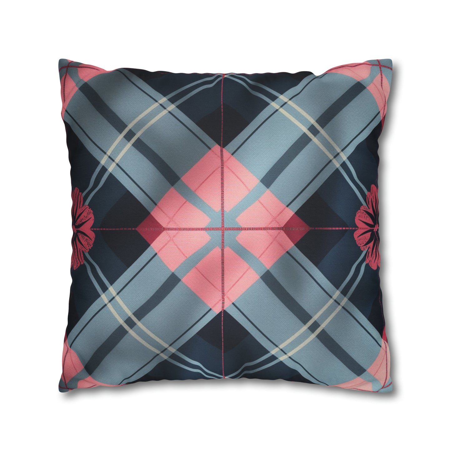 Spun Polyester Square Pillow Blue Pink