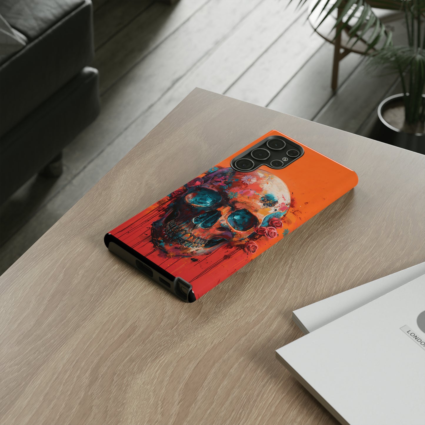 Tough Phone Case Orange Skull