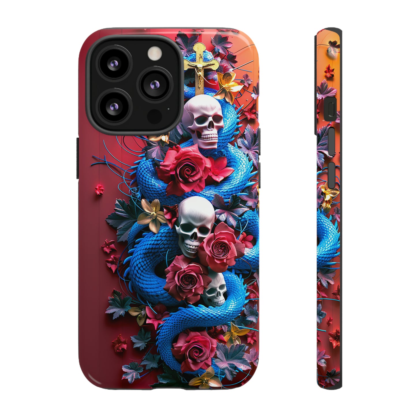 Tough Phone Case Skull and Snake