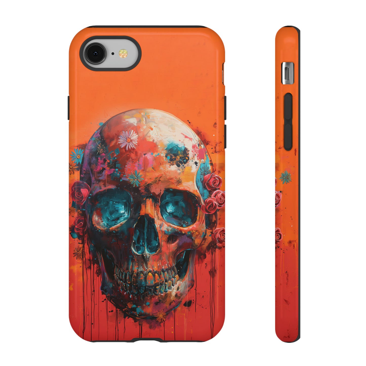 Tough Phone Case Orange Skull