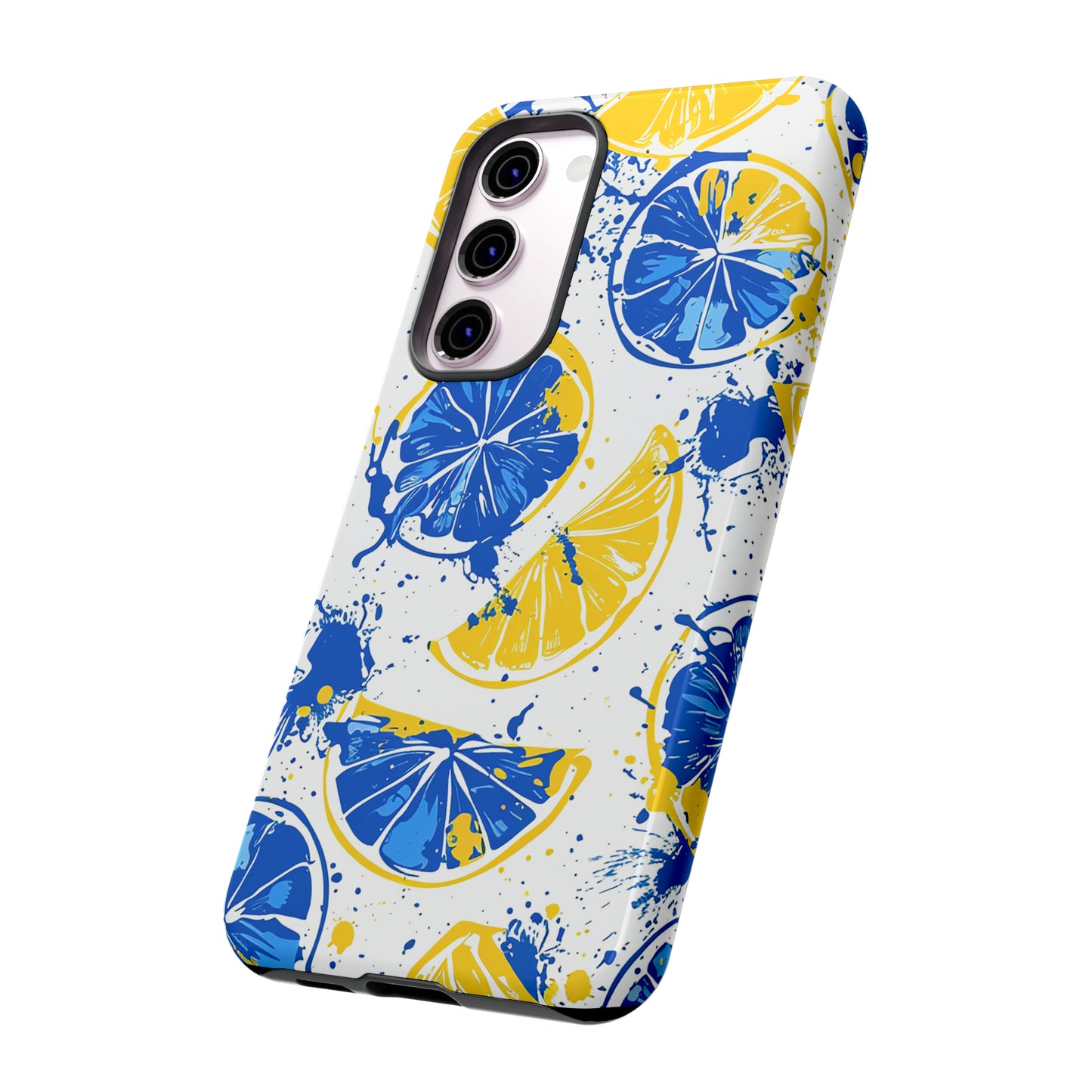 Tough Phone Case Lemon Blue and Yellow