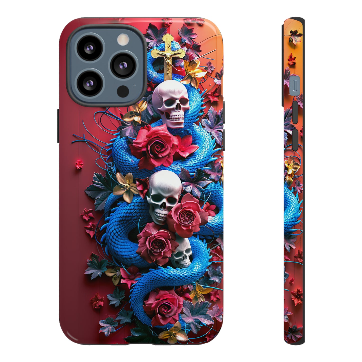 Tough Phone Case Skull and Snake