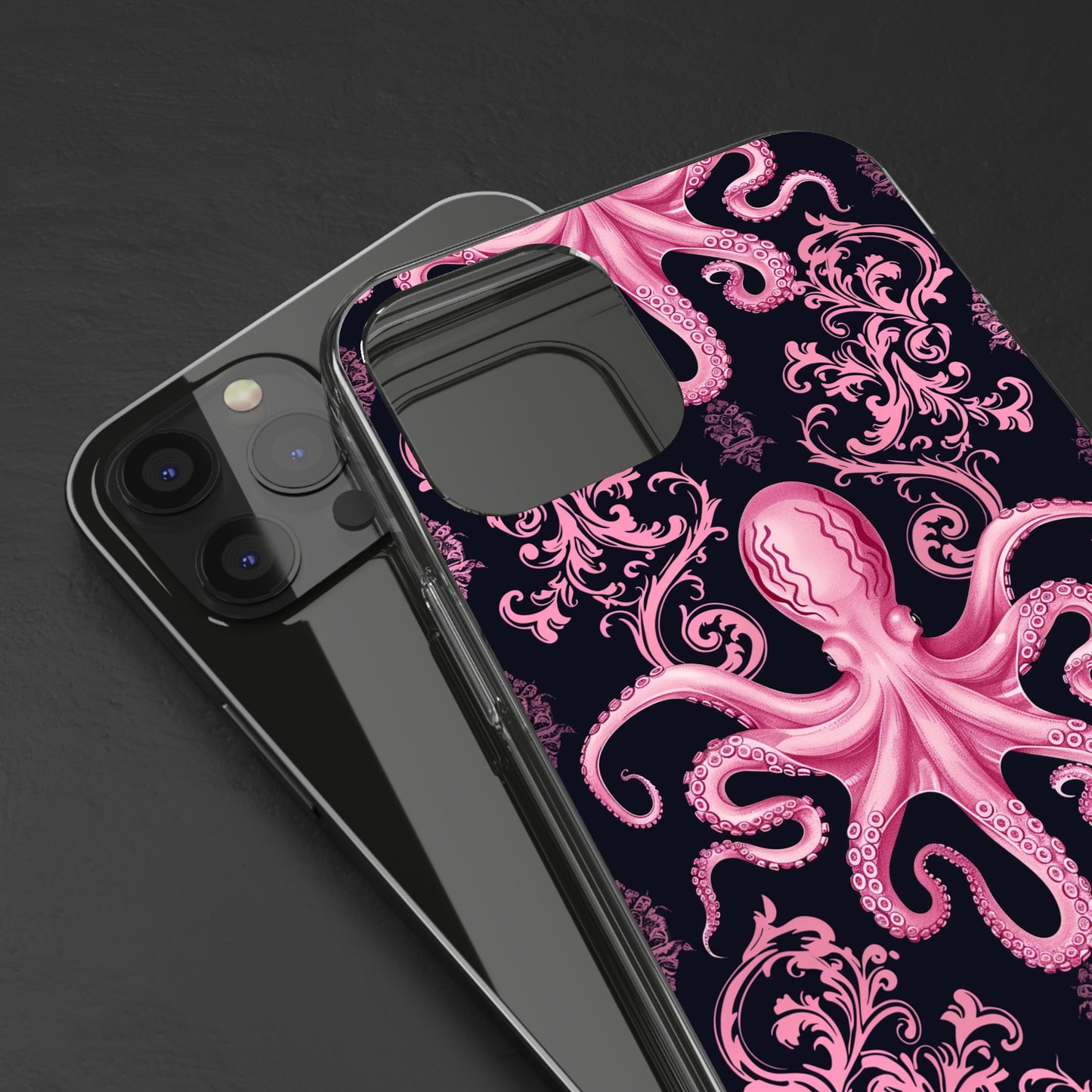 Clear Phone Cases Pink Octopus