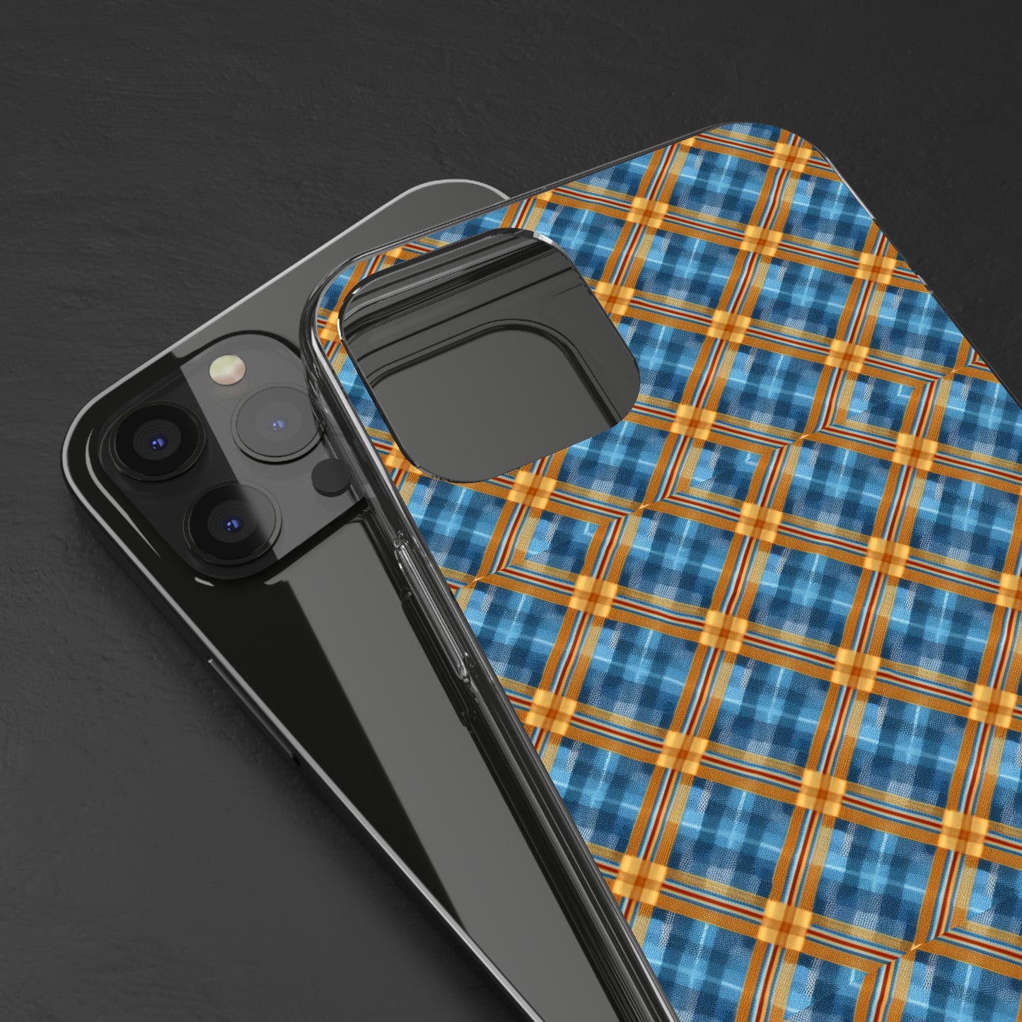 Clear Phone Cases Plaid Design