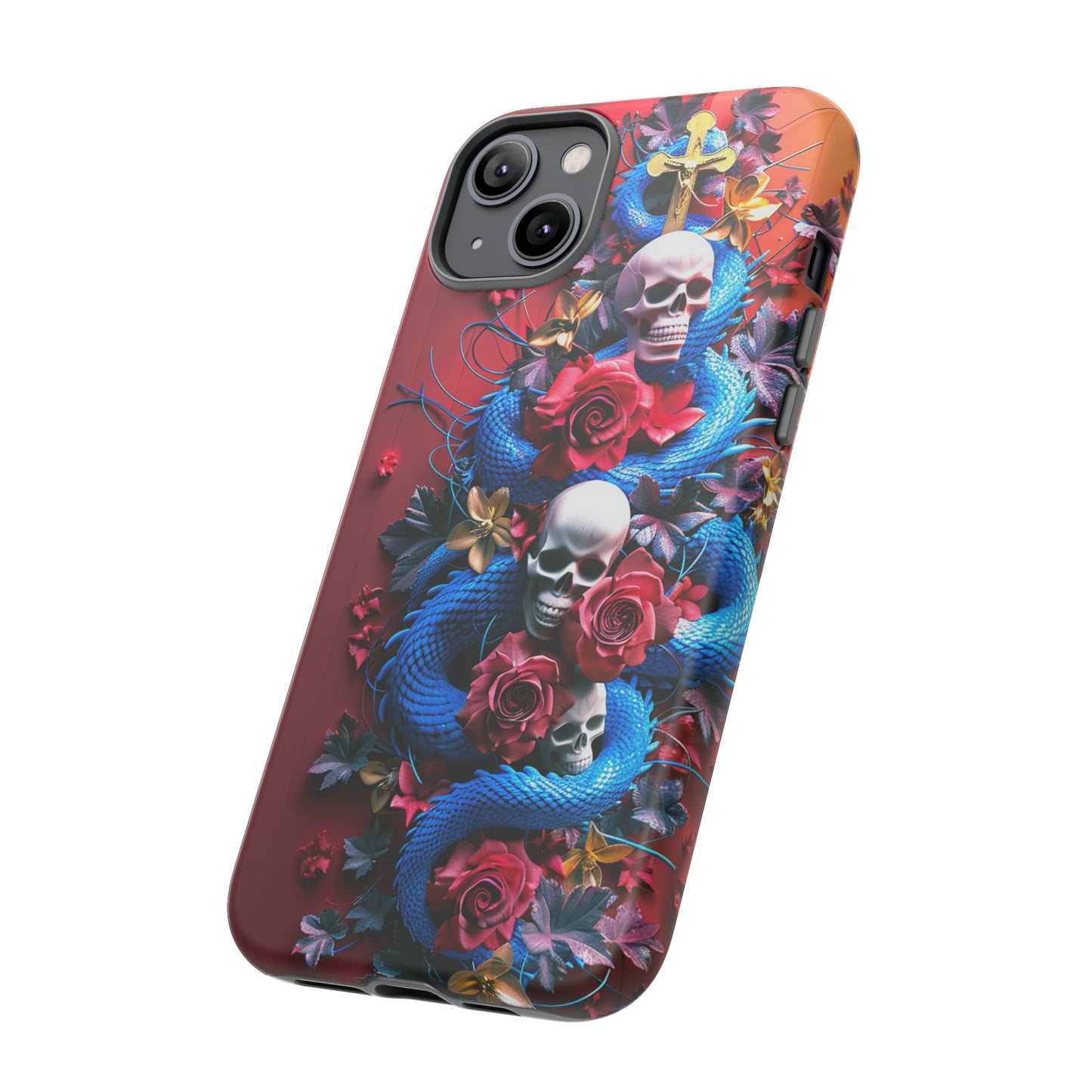 Tough Phone Case Skull and Snake