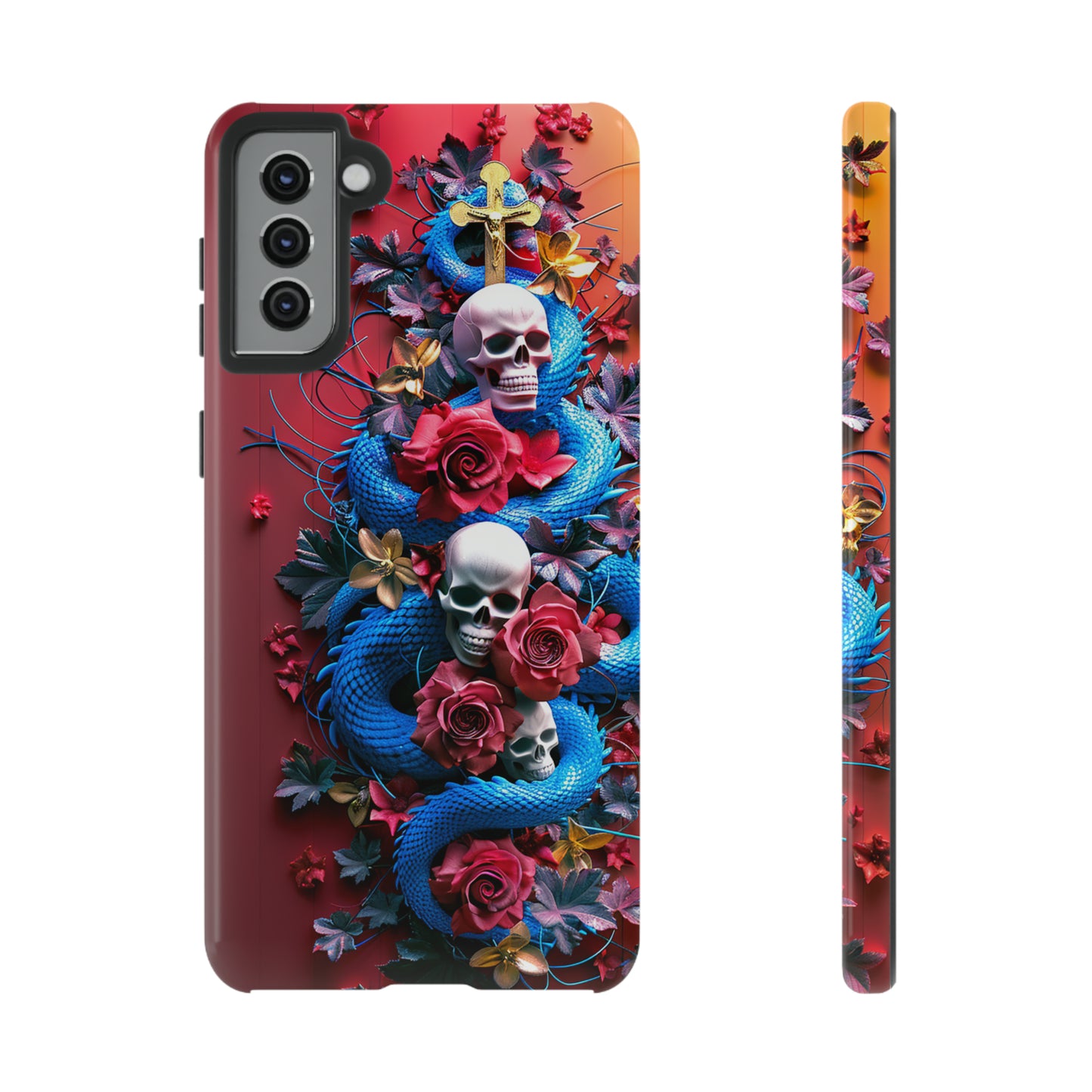 Tough Phone Case Skull and Snake