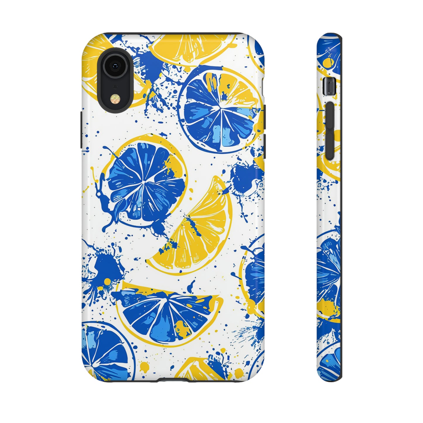 Tough Phone Case Lemon Blue and Yellow