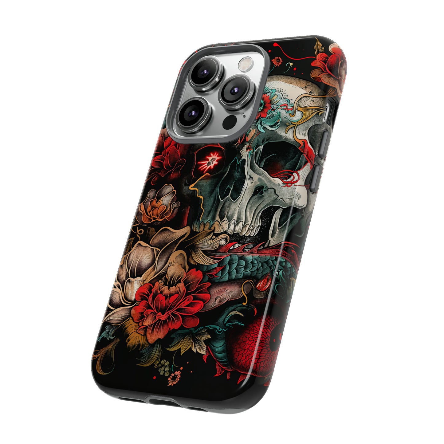 Tough Phone Case Skull and Rose