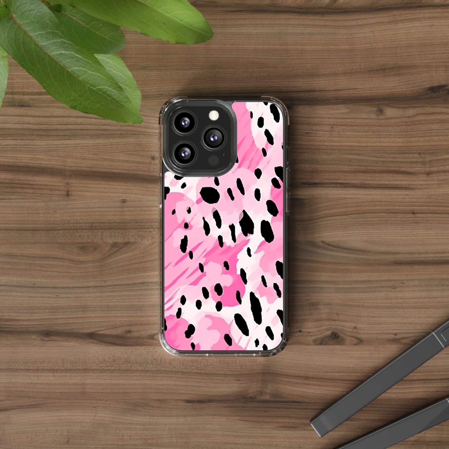 Clear Phone Cases Pink Leopard Spots