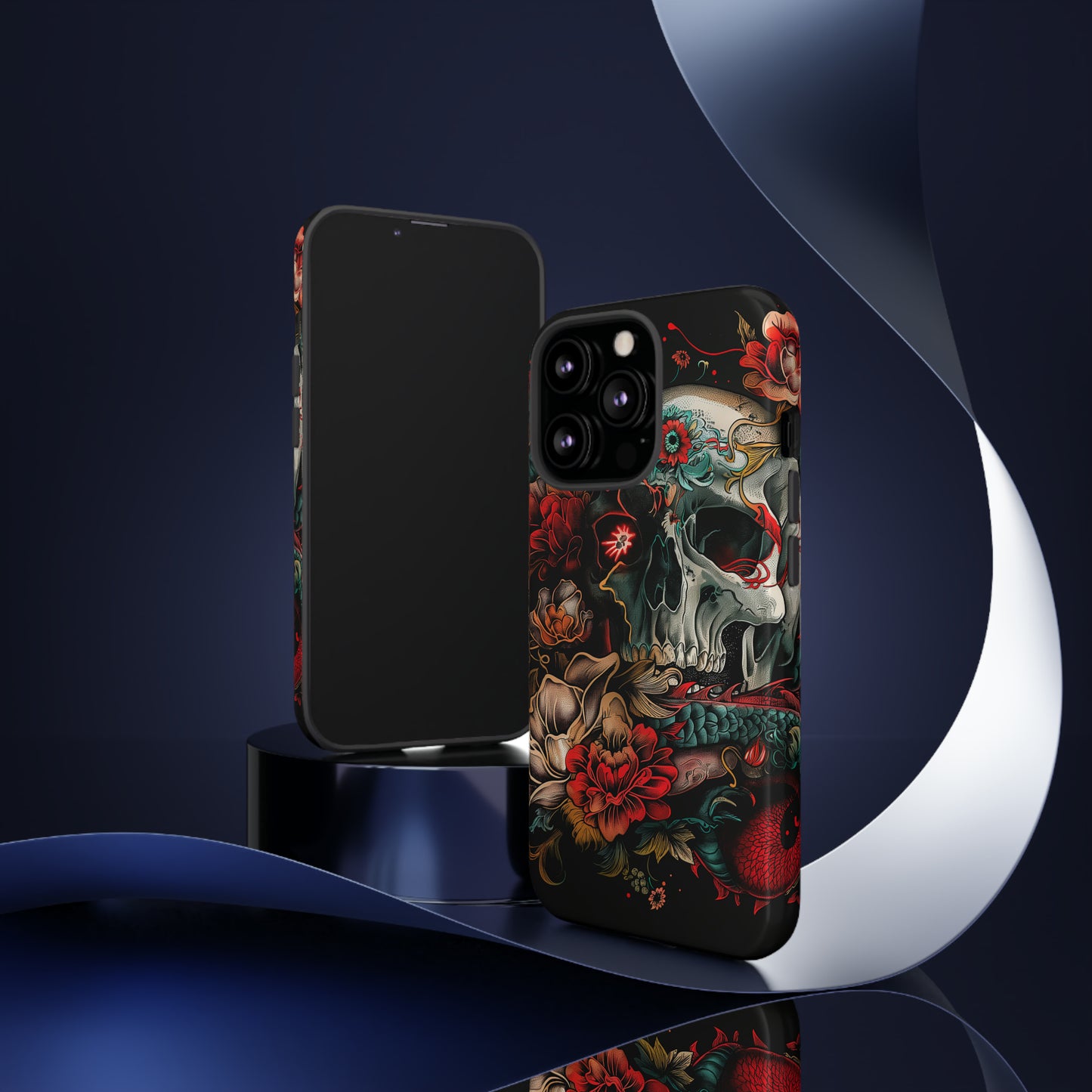 Tough Phone Case Skull and Rose