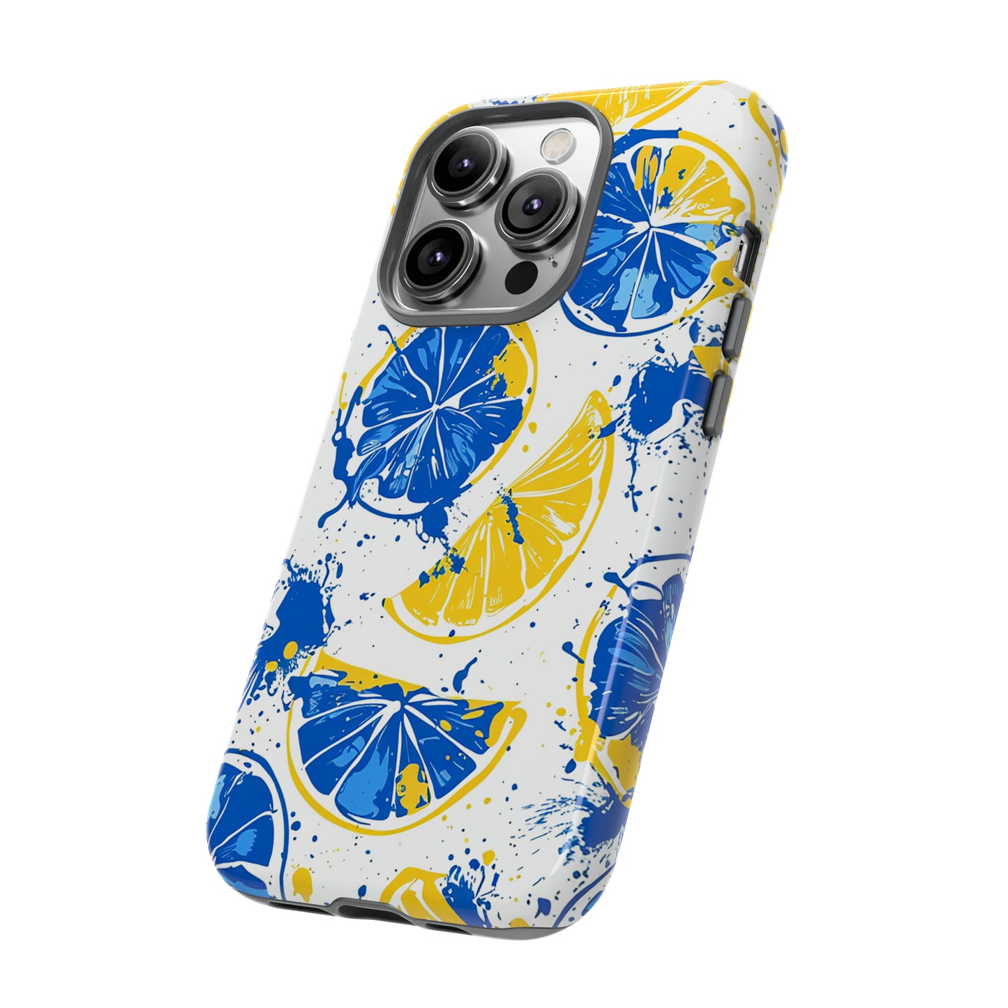 Tough Phone Case Lemon Blue and Yellow