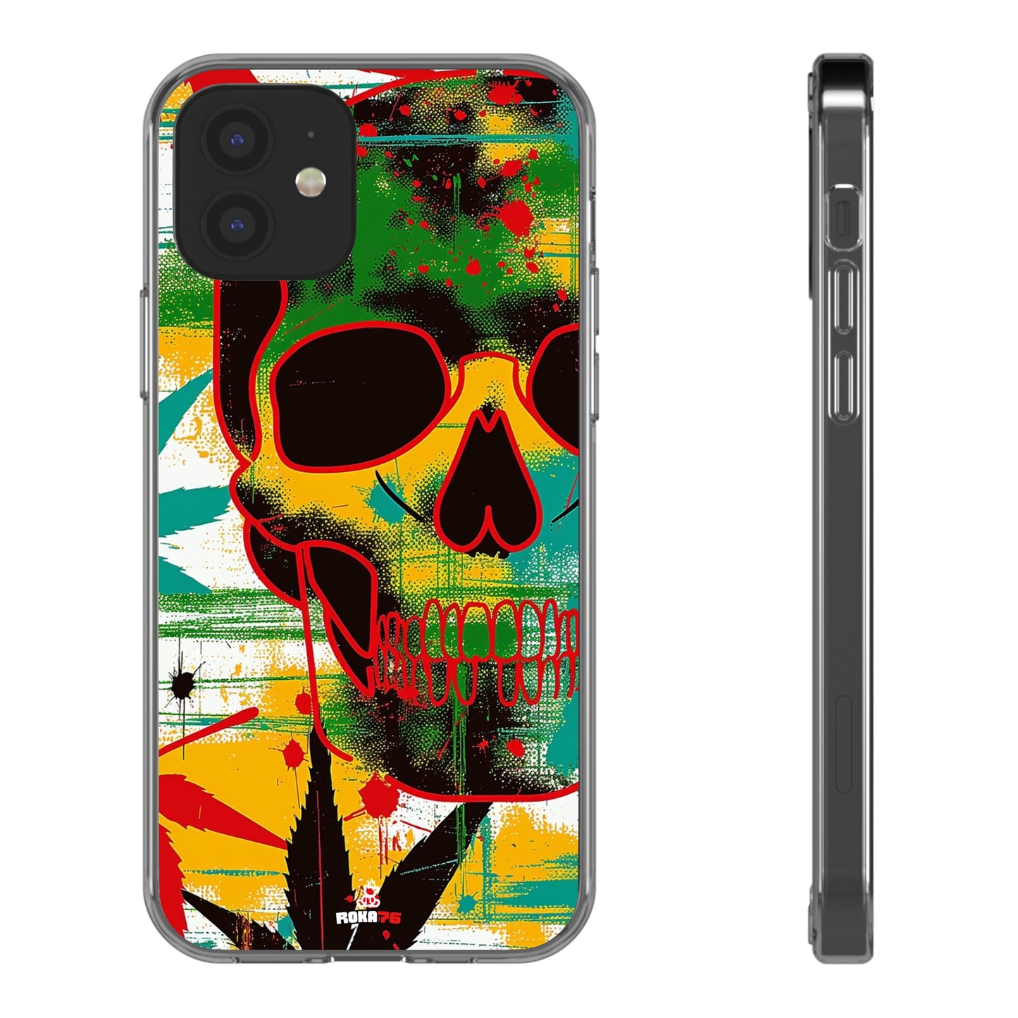 Clear Phone Cases Graphic Skull Cannabis